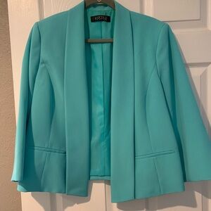 Kasper lined jacket vibrant turquoise color, large petite